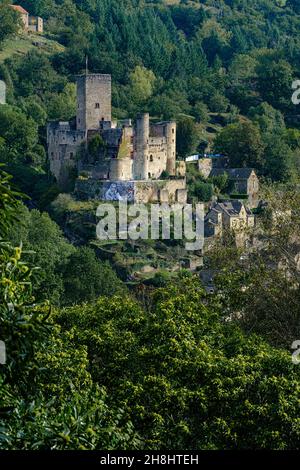 France, Aveyron, Belcastel, labellisé l'un des plus beaux villages de France, château, 10 ème siècle Banque D'Images