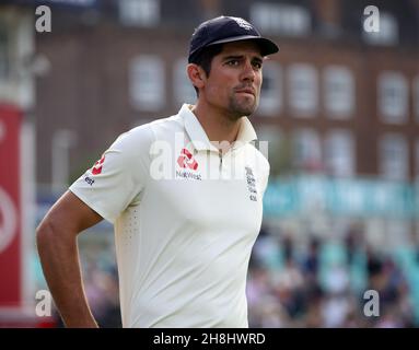 Photo du dossier datée du 11-09-2018 de Alastair Cook, en Angleterre.L'ancien capitaine d'Angleterre Alastair Cook a signé un contrat de deux ans avec Essex.Date de publication : le mardi 30 novembre 2021. Banque D'Images