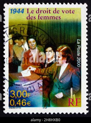 FRANCE - VERS 2000 : un timbre imprimé en France indique le suffrage des femmes, droit de vote des femmes, 1944, vers 2000 Banque D'Images