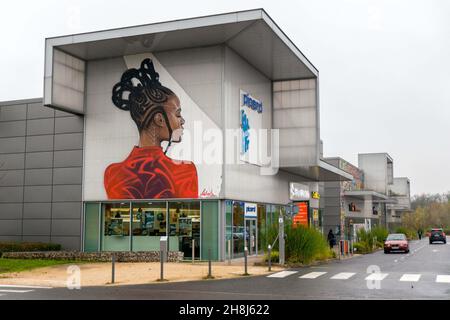 Depuis 2019, le centre commercial du Clos du Chêne de Marne-la-Vallée est devenu le plus grand musée d'art de rue en plein air, près de Paris.Un système à grande échelle a été mis en place pour accueillir en permanence le travail d'une vingtaine d'artistes de différents styles de renommée internationale.39 emplacements sont répartis sur l'ensemble du site pour créer une route réelle Street-Art sans modifier la signalisation des panneaux.30 novembre 2021.Photo de Denis Prezat/avenir photos/ABACAPRESS.COM Banque D'Images