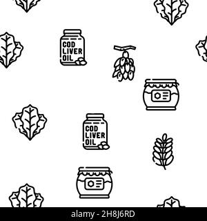 Superfood Natural et Vitamin Vector Seamless Pattern Illustration de Vecteur