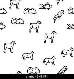 Motif sans couture pour animaux domestiques, animaux de ferme et aqua-Vector Illustration de Vecteur