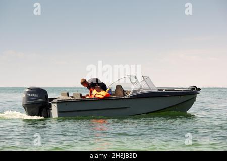 Kherson, Ukraine - 6 août 2019 : bateau en mer.Vacances en mer. Banque D'Images