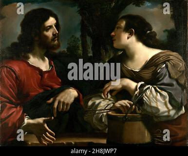 Christ et la femme de Samarie (c.1619-1620) par Guercino Banque D'Images