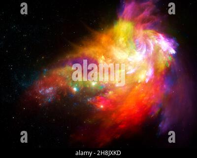 Arrière-plan de l'espace abstrait avec une galaxie lumineuse - illustration générée par ordinateur Banque D'Images