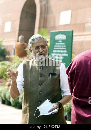 New Delhi, Inde.30 novembre 2021.NEW DELHI, INDE - NOVEMBRE 30 : le dirigeant du Parti Bharatiya Janata (BJP), Sushil Modi, a été élu au Parlement le 30 novembre 2021 à New Delhi, en Inde.(Photo par Arvind Yadav/Hindustan Times/Sipa USA) crédit: SIPA USA/Alay Live News Banque D'Images