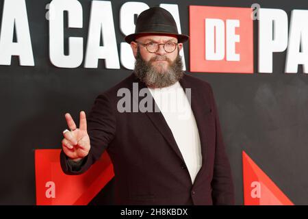 Madrid, Espagne.30 novembre 2021.Darko Peric assiste à la première de la deuxième partie de la dernière saison de 'la Casa de Papel'.(Photo par Atilano Garcia/SOPA Images/Sipa USA) crédit: SIPA USA/Alay Live News Banque D'Images