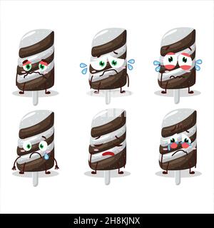 Bonbons délicieux chocolat lait personnage de dessin animé avec une expression triste.Illustration vectorielle Illustration de Vecteur