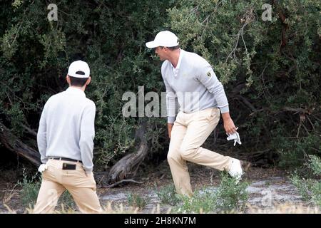 Adam Scott, d'Australie, cherche un ballon perdu lors de la ronde d'entraînement de la coupe des présidents Credit: Speed Media/Alamy Live News Banque D'Images