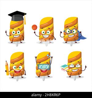 Élève de l'école de bonbons gmmy orange personnage de dessin animé avec diverses expressions.Illustration vectorielle Illustration de Vecteur