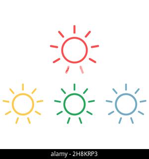 Ensemble d'icônes de soleil - conception plate simple isolée sur fond blanc Illustration de Vecteur