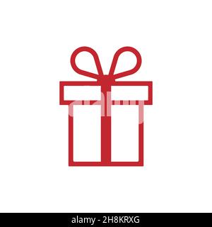 Boîtes-cadeaux icônes linéaires et silhouettes rouges isolées sur fond blanc et transparent.Icône vecteur de forme.Cadeau simple symbole en gros plan Illustration de Vecteur