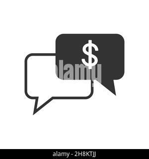 Dollar Speech Bubble Outline icône isolée sur fond blanc Illustration de Vecteur