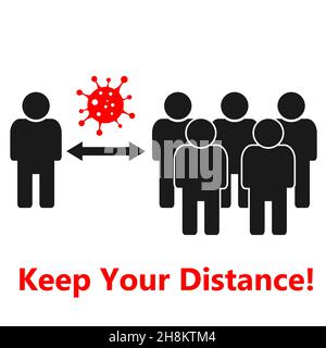 Icône de distance sociale isolée sur fond blanc.Conserver le signe de distance.Coronavirus.Distanciation sociale Illustration de Vecteur