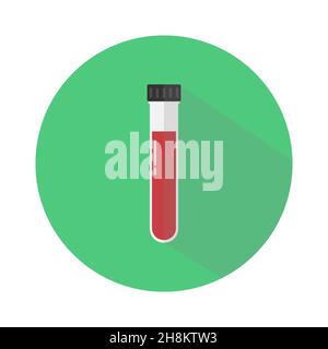 tube à essai avec liquide rouge.Icône plate avec ombre longue. Illustration de Vecteur