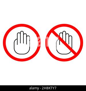 Jeu d'icônes de la main d'arrêt interdiction danger restriction Illustration de Vecteur