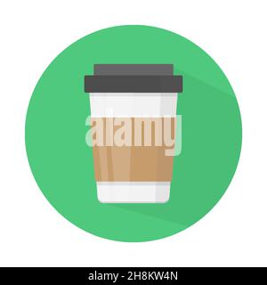 Icône de tasse à café jetable.Illustration vectorielle plate avec ombre longue. Illustration de Vecteur