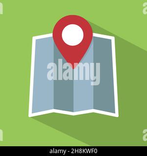 Marqueurs de carte et icône de carte plate. Vecteur Illustration de Vecteur