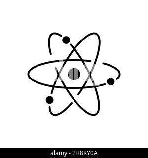 Icône de contour rempli de structure d'atome, signe de vecteur de ligne Illustration de Vecteur