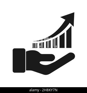 Graphique de croissance sur l'icône de paume, icônes Infographiques d'affaires , Vector Illustration de Vecteur