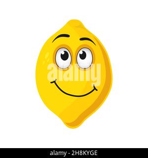 Joli visage de citron souriant.Icône d'illustration de personnage de dessin animé plat vectoriel.isolé sur fond blanc. Illustration de Vecteur