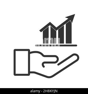 Graphique de croissance sur l'icône de paume, icônes Infographiques d'affaires , Vector Illustration de Vecteur