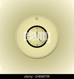 Horloge murale ronde avec ombre , image vectorielle. Illustration de Vecteur