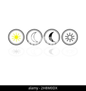 Icônes du soleil et de la lune.Logo Vector pour la conception Web. Illustration de Vecteur