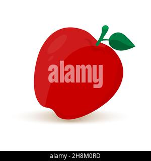 Illustration de l'icône du vecteur de fruits Apple.Pomme et tranches d'Apple.Style de dessin animé plat Illustration de Vecteur