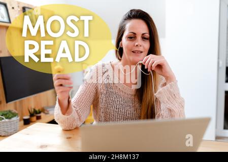 Légende conceptuelle très lue.Aperçu d'affaires un morceau de littérature ou d'écriture considéré important ou classique Internet Video Chat concept, Résumé Banque D'Images