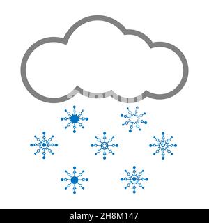 nuage avec contour des flocons de neige icône vecteur isolé sur fond blanc Illustration de Vecteur