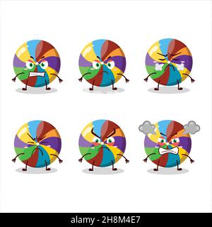 Personnage de dessin animé Rainbow Candy avec diverses expressions en colère.Illustration vectorielle Illustration de Vecteur