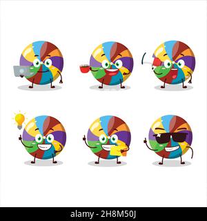 Rainbow Candy personnage de dessin animé avec divers types d'émoticônes d'affaires.Illustration vectorielle Illustration de Vecteur