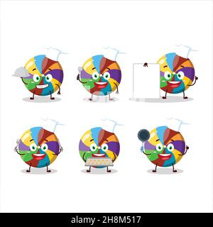 Personnage de dessin animé de bonbons arc-en-ciel avec diverses émoticônes de chef.Illustration vectorielle Illustration de Vecteur