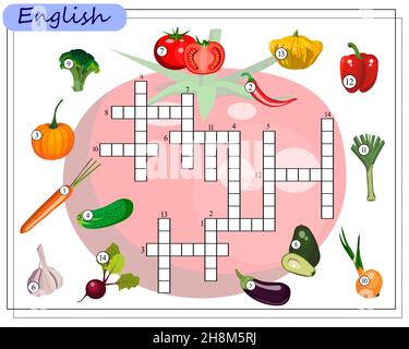 crossword puzzle, un jeu éducatif pour les enfants sur les légumes. vecteur isolé sur un fond blanc Illustration de Vecteur