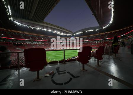 30 novembre 2021, Al Khor, Qatar.A l'intérieur du stade Al Bayt, l'un des sites de la coupe du monde de la FIFA 2022, dans la ville d'Al Khor, au nord de la capitale Doha. Banque D'Images