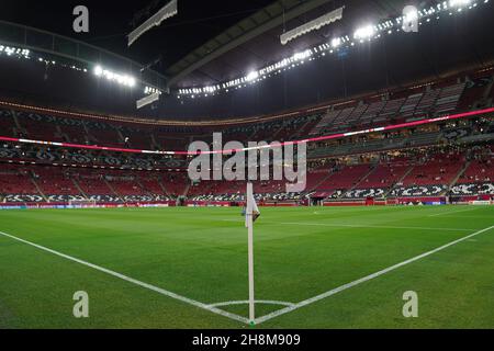 30 novembre 2021, Al Khor, Qatar.A l'intérieur du stade Al Bayt, l'un des sites de la coupe du monde de la FIFA 2022, dans la ville d'Al Khor, au nord de la capitale Doha. Banque D'Images