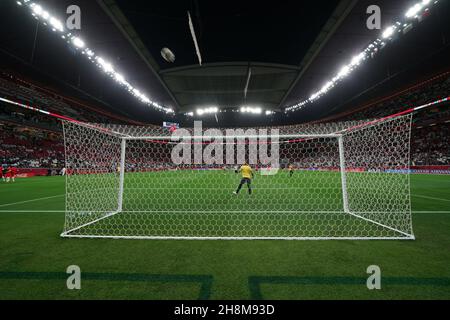 30 novembre 2021, Al Khor, Qatar.A l'intérieur du stade Al Bayt, l'un des sites de la coupe du monde de la FIFA 2022, dans la ville d'Al Khor, au nord de la capitale Doha. Banque D'Images