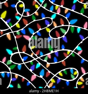 Lumières de Noël motif de nouvel an sans couture pour tissus et textiles, emballages et cadeaux pour enfants Banque D'Images