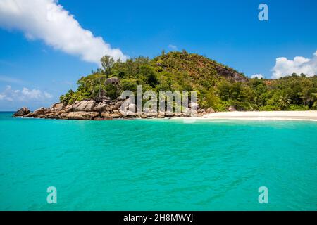 Plage de rêve, Anse Georgette, Praslin, Seychelles, Praslin,Seychelles Banque D'Images