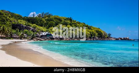 Takamaka Beach, Mahé, Seychelles, Mahé, Seychelles Banque D'Images