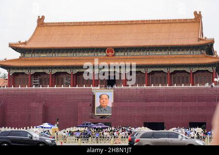 Portrait de Mao Zedong, porte de la paix céleste, place Tian'anmen, place Tiananmen, Beijing, République populaire de Chine Banque D'Images