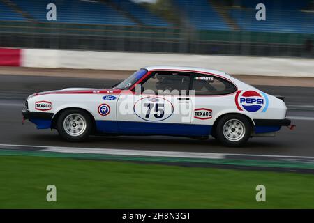 Jonathan White, Ford Capri 3 L S, Historic Touring car Challenge, HTCC, combiné avec le Tony dron Trophy pour Touring Cars, voitures qui ont participé Banque D'Images