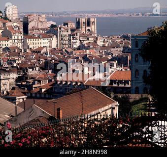 PANORAMICA - FOTO AÑOS 60.Emplacement : EXTÉRIEUR.LISBONNE.PORTUGAL. Banque D'Images