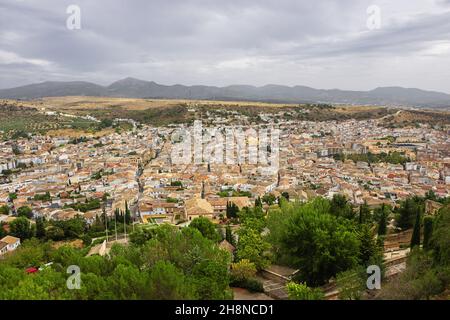 Alcala la Real d'en haut, vu de la forteresse de la Mota au-dessus de la ville Banque D'Images