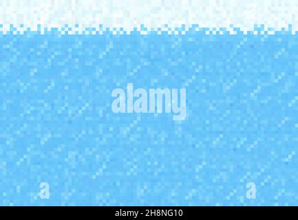 Jeu de pixels cubes.La neige, la glace et l'eau blocs arrière-plan, motif vectoriel de 8 bits art bleu rivière ou eau de lac avec pixel cubique ou mosaïque 8bit graphique Illustration de Vecteur