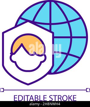 Protection de la confidentialité en ligne dans réseau global icône de couleur RVB Illustration de Vecteur