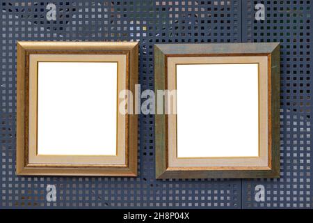 Deux cadres photo en bois au mur espace de copie vide Banque D'Images