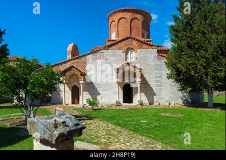 Abbaye byzantine de Pojan, Saint Mary Église orthodoxe et monastère, Parc archéologique d'Apollonia, l'Illyrie, Village Pojani, Albanie Banque D'Images