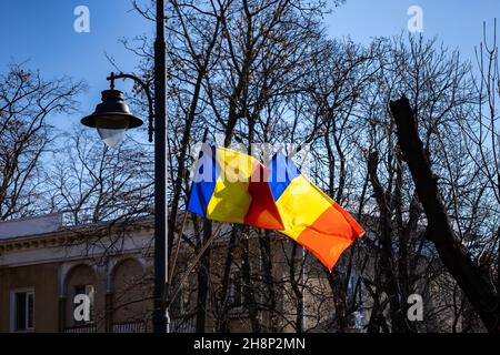 Drapeau roumain - drapeau romain de Drapel le jour de l'Union - Ziua Nationala a Romaniei, Marea Unire - 1er décembre 1918 - 1 décembre 1918 Banque D'Images